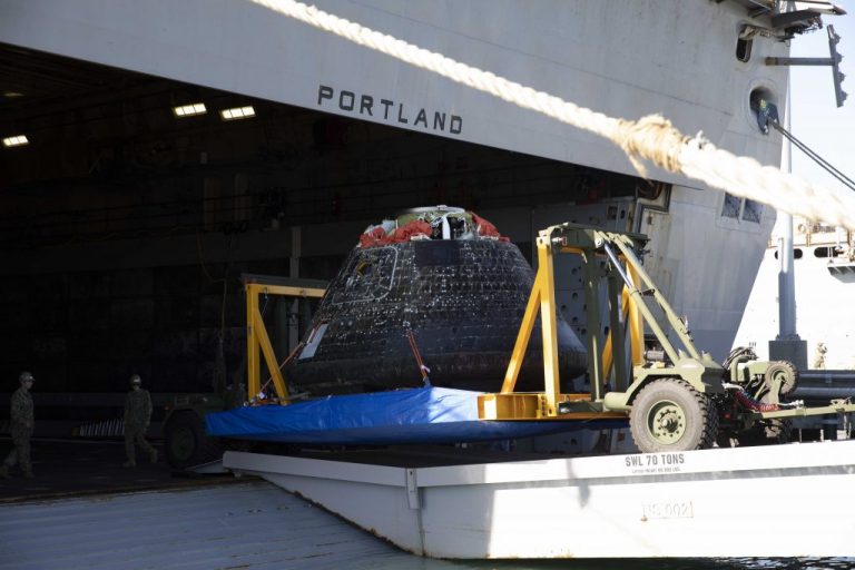 Artemis I Update: Orion Offloaded From USS Portland In Preparation For Transport To Kennedy Space Center