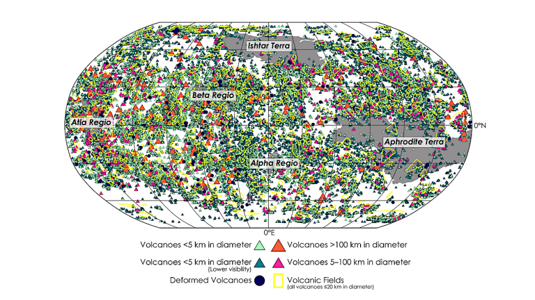 A Comprehensive Map Of The Volcanoes On Venus — All 85,000 Of Them