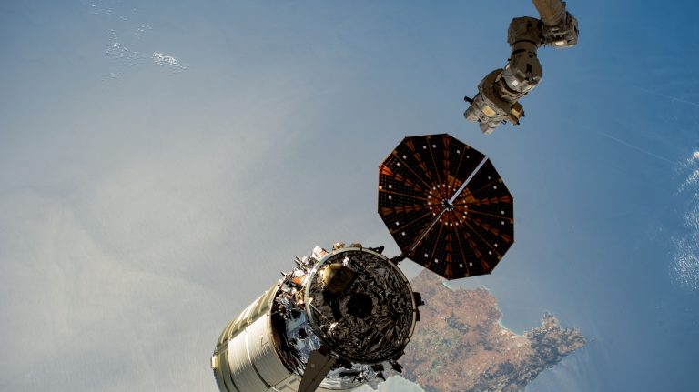 The Cygnus Space Freighter Is Released From The Canadarm2 Robotic Arm